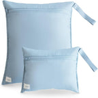 mushie Water Resistant Wet Bags | Large & Small Reusable Storage Bag for Baby Items and Travel | Zippered Pockets with Handle | Machine Washable, Set of 2 (Tradewinds)