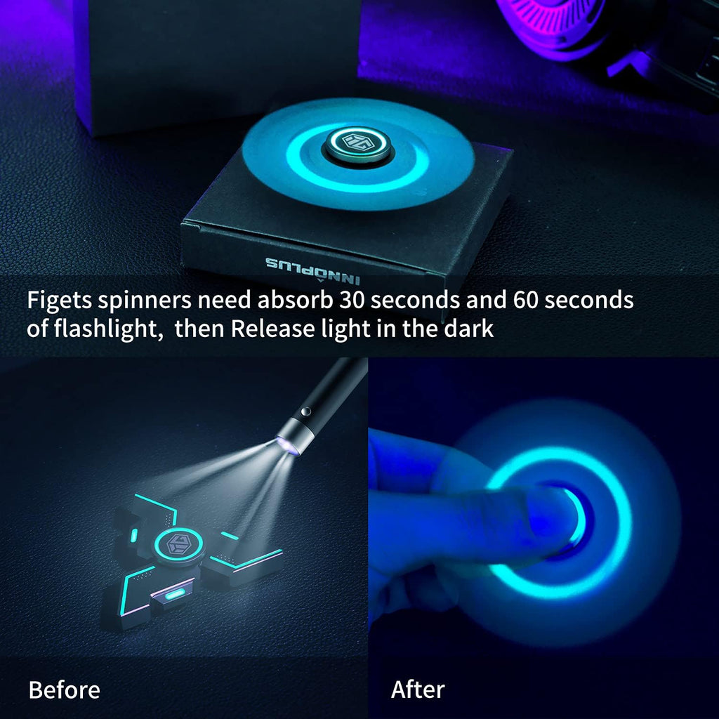 INNÔPLUS Fidget Spinners for Kids, Fidget Toys for Kids,Metal Fidget Spinner with Luminous Light Stress Relief, Spinner Absorb Light Then Release in Dark