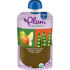 Plum Organics Stage 2 Organic Baby Food - Pear + Pea with Spinach - 4 oz Pouch - Organic Fruit and Vegetable Baby Food Pouch