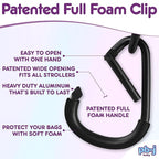 Stroller Hooks for Hanging Diaper Bags - Mommy Stroller Clip and Stroller Accessories Organizer Hook - Large Carabiner Clips for Mom Purse Shopping Grocery Bag and Accessory - (2 Pack) (Clips)
