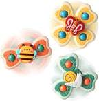 ALASOU 3PCS Suction Cup Spinner Toys for 1 Year Old Boy Girl|Spinning Top Infant Sensory Toys for Toddlers|1 2 Year Old Boy Christmas Birthday Gift|Baby Bath Toy Stocking Stuffers for Kids Ages 1-3