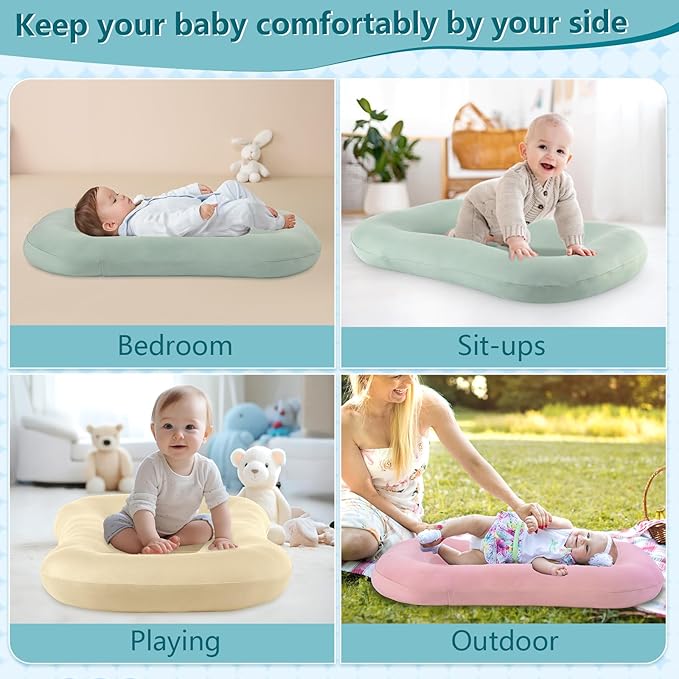 Baby Lounger Pillow, Infant Lounger for 0-24 Months, Soft Cotton and Portable Baby Lounger for Home (Green)