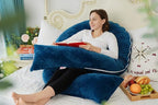 Meiz Pregnancy Pillow, Pregnancy Body Pillow, Pregnancy Pillows for Sleeping, 65" Maternity Body Pillow for Pregnant Women with Velvet Cover, Blue