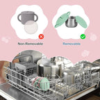 2 Pack Snack Cups for Toddlers Spill Proof - Detachable Stainless Steel Toddler Snack Cups with Silicone Lids & Handles - Dishwasher Safe Baby Snack Containers for Mess-Free Snacking (Green and Pink)