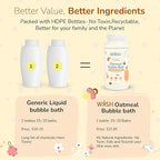 WIISH Baby Oatmeal Bubble Bath - Baby Bubble Bath for Sensitive Skin with 30% Colloidal Oatmeal | Orange + Coconut | Healing Ingredient, Soothing Itchiness, Rashes, Dryness 16 oz(260g)