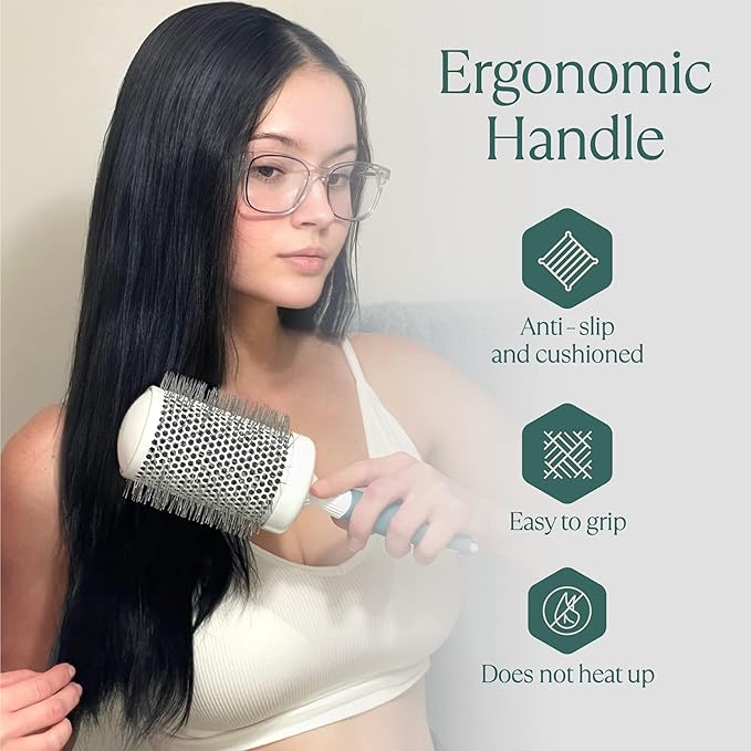 Round Brush Set for Blow Drying and Styling - Ceramic Ionic Thermal Brushes, Wet Hair Brush Bundle with Travel Bag for Women and Men