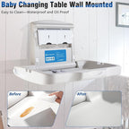 Baby Changing Station Wall Mounted, Fold Down Baby Changing Table, Commercial Diaper Changing Station, Nappy Changing Table with Safety Strop and Door Sign, Space-Saving