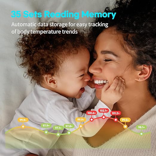 HubiBaby No-Touch Infrared Thermometer for Adults, Accurate Digital Forehead Thermometer, Large LED Display, Fever Alarm, 2 in 1 Forehead & Object Thermometer