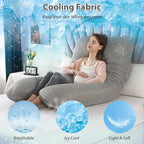 Amagoing Pregnancy Pillows with Cooling Cover, U-Shape Full Body Pillow for Sleeping, Support for Back, Legs, Belly, HIPS for Pregnant Women, Maternity Pillow for Adults, Dark Grey Cooling