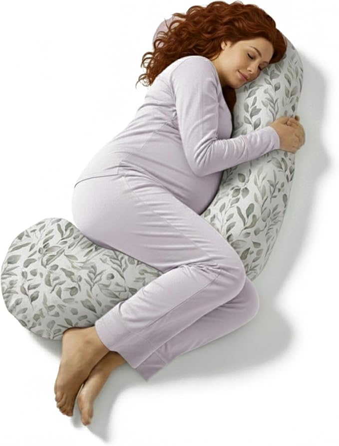 BellaMoon C Shaped Pregnancy Pillow for Sleeping (55 Inch) Maternity Body Pillow with Cooling Cover Soft Support for Women, Back, Legs, Belly C Pillow for Side Sleeping & Full Body pillows for adults
