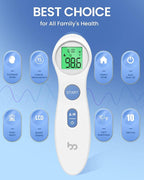 Forehead Thermometer for Adults and Kids, Digital Touchless Thermometer for Baby, Infants and Toddlers, 3 Color Fever Alarm, 1s Fast Accurate Reading, Non Contact