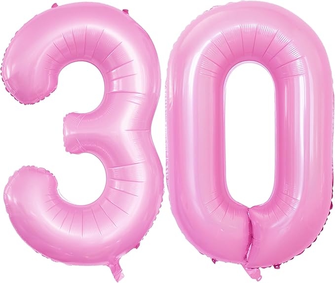 GOER Number 30 Balloons for 30th Birthday Party Decorations,42 Inch Jumbo Foil Helium Balloons for 30th Anniversary (Light Pink)