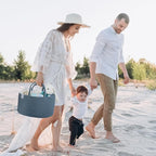 KiddyCare Diaper Caddy Organizer Basket for Nursery Storage Organizer Cart Baby Basket for Diaper Holder, Baby Basket Gift for Boy/Girl Basket with Dividers Stone Large