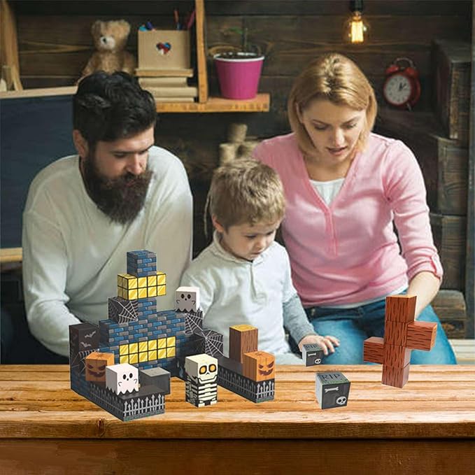 Magnetic Blocks Kids Spooky Town Building Kit Halloween Themed Toys Gift for Boys Girls & Adults(1 inch)