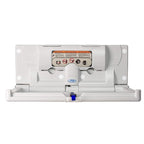 SafetyCraft Horizontal Wall-Mounted Baby Diaper Changing Station - Easy to Clean, High-Density Polyethylene w/Heavy Duty Steel Hinge - Built-in Liner Dispenser for Hooking Purse or Bag, Light Gray