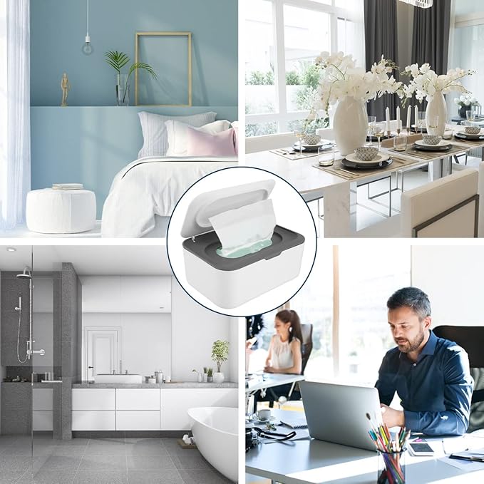 1Pack Wipes Box Dispenser Baby Wipe Container Wipe Dispenser for Bathroom Sealing Design Keeps Fresh Easy Open Dustproof Wet Tissue for Home