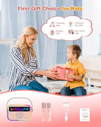 Kids Karaoke Machine for Girls, Kids Toys Gifts for Age 3-12+, Portable Bluetooth Speaker with 2 Wireless Microphones, Toddler Singing Karaoke for Birthday, Family, Home Party (Pink)