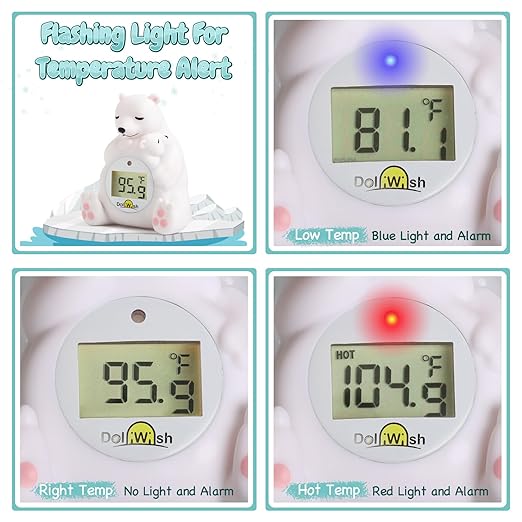 Baby Bath Thermometer for Infants,Cute Polar Bear Digital Bath Thermometer for Baby,Room&Water Temperature Toy