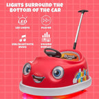 12V Dual Battery Electric Ride on Kids Bumper Car w/Remote Control,360 Degree Spin,Push Rod Rocker Horse Function,3-Speeds Babies & Toddlers Bumping Car Ride on Toy Gift for 1-4 Years Children (Red)