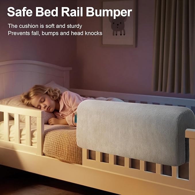 Bed Rail Bumpers Protector, Hospital Bed Rails Padding, Loft Beds and Bunk Beds Bumpers Protector, Premium Soft Memory Foam - Anti-Bump | Fall Prevention, 90x14x20cm, Gray