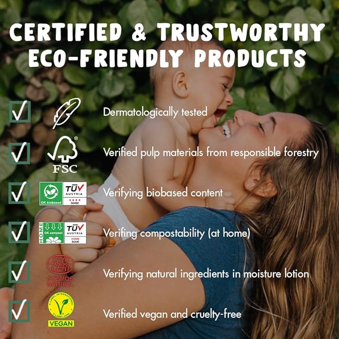 Eco by Naty Unscented Baby Wipes, (3 packs of 56), Plant based Compostable Wipes, 0% plastic. No nasty chemicals, 168 Count