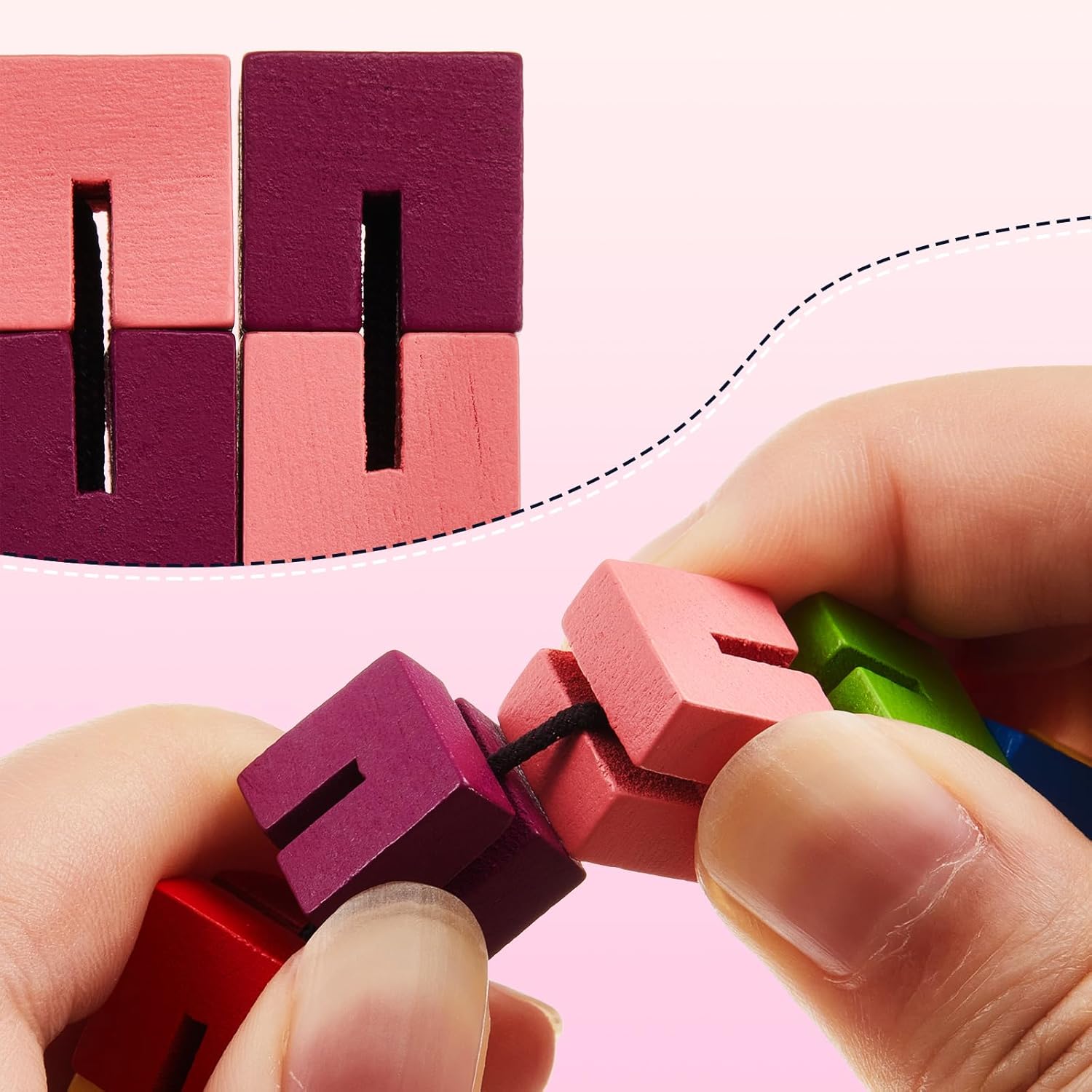 Wooden Toy Twist Block Cubes Puzzle Sensory Toys for Teens Party Favors for Boys and Girls (12 Pieces)