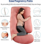 Pregnancy Pillows for Sleeping, U Shaped Full Body Maternity Pillow with Removable Cover - Support for Back, Legs, Belly, HIPS for Pregnant Women(Pink)