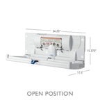 SafetyCraft Horizontal Wall-Mounted Baby Diaper Changing Station - Easy to Clean, High-Density Polyethylene w/Heavy Duty Steel Hinge - Built-in Liner Dispenser for Hooking Purse or Bag, Light Gray