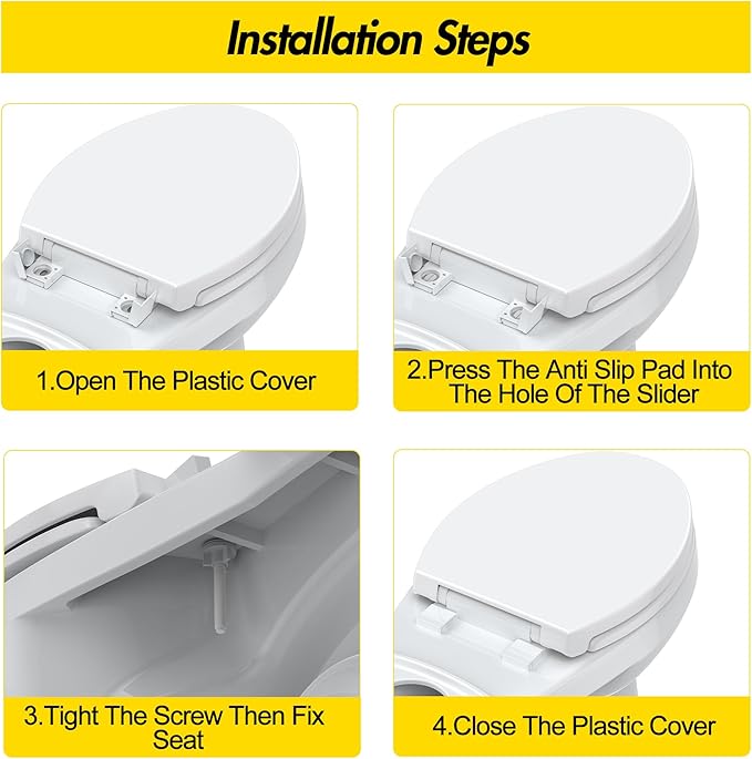 Round Toilet Seat with Toddler Seat – PP Quick Release Potty Training Toilet Seat Cover, White 2-in-1 Design for Children & Adult Toilets