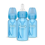 Dr. Brown’s Natural Flow® Anti-Colic Options+™ Narrow Baby Bottles 4 oz/120 mL, with Level 1 Slow Flow Nipple, 3 Pack, 0m+ Blue