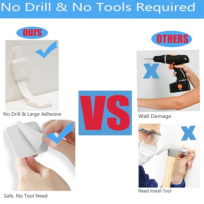 YEYA Upgraded No Drill Furniture Anchors for Baby Proofing, Anti-Tip Adjustable Straps, 2 Pack