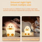 Soft Silicone Cute Duck Night Light, 2-Level Brightness 6 Colors Changeable, with Timing Function Rechargeable Night Light for Nursery Kids Bedroom, Toddler Gift