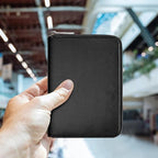 Genuine Leather Passport Wallet for Travel, RFID Blocking Cover with Zipper Closure and 3 Passport Pockets (Black)