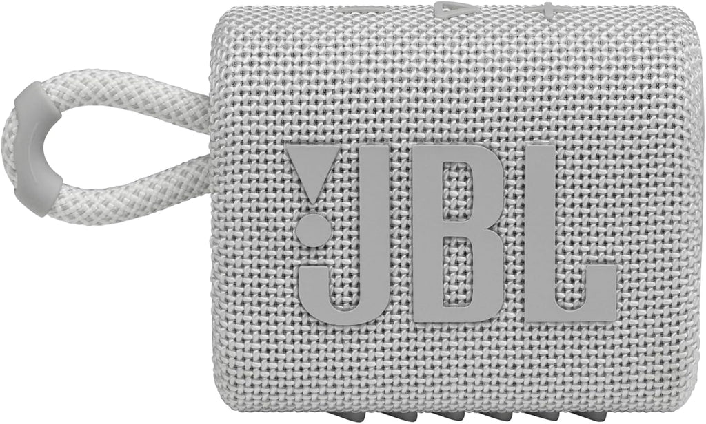 JBL Go 3 - Portable Mini Bluetooth Speaker, big audio and punchy bass, IP67 waterproof and dustproof, 5 hours of playtime, speaker for home, outdoor and travel (White)