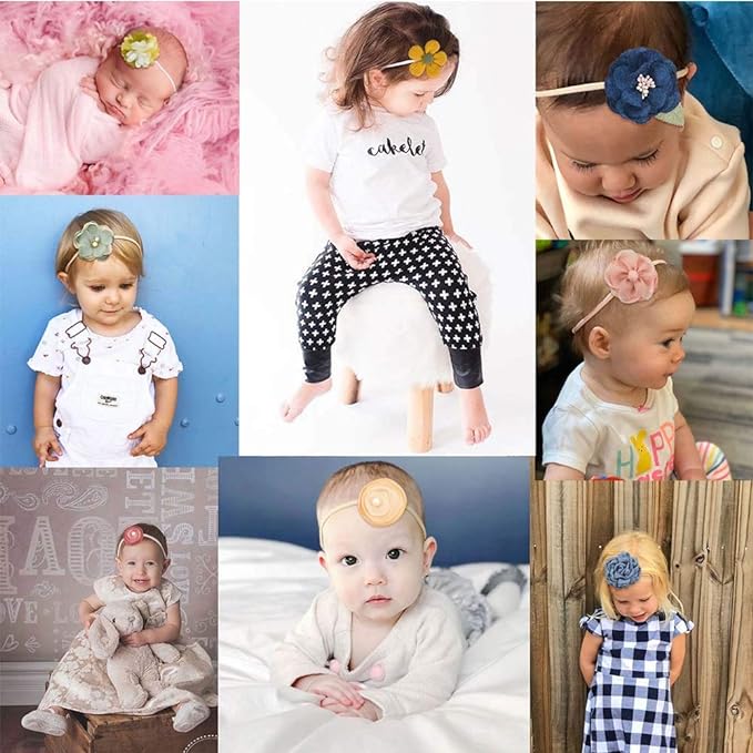 Baby Girl Headbands and Bows for Newborn Infant Toddler Nylon Hairbands Hair Accessories
