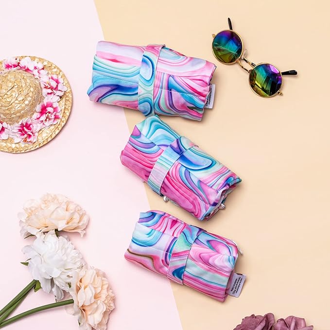 ALVABABY 3pcs Baby Cloth Diaper Wet/Dry Bags|Waterproof Reusable with Two Pockets|Travel, Beach, Pool, Daycare, Soiled Baby Items,Yoga，Gym Bag for Swimsuits or Wet Clothes Pink impression 3L-BS04