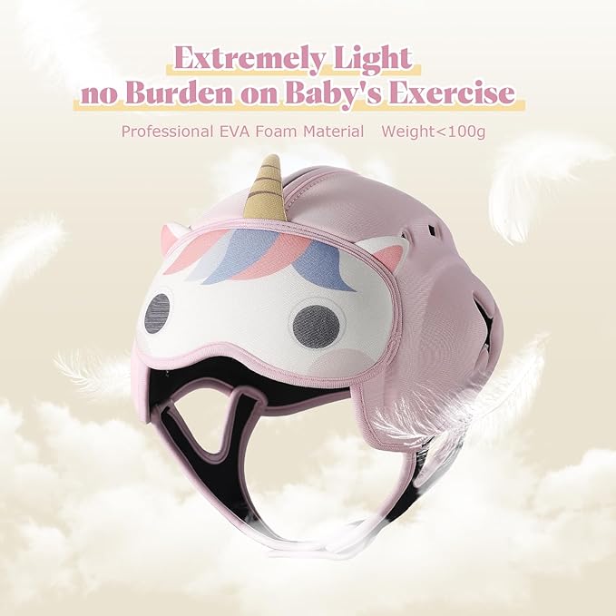 Baby Head Protector Baby Helmet for Crawling and Walking - No Bumps and Soft Safety Peak - Ultra Light and Adjustable Baby Head Protector Suitable for Babies 6-24 Months-Unicorn