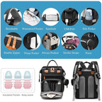 Jeryswet Baby Diaper Bags with Changing Station, Waterproof Large Capacity Diaper Bag Backpack for Moms Dads with USB Charging Port and Stroller Straps, Baby Shower Gifts, Black
