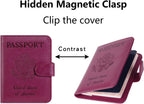 Passport Holder Cover Wallet RFID Blocking Leather Card Case Travel Accessories for Women Men (Purple)