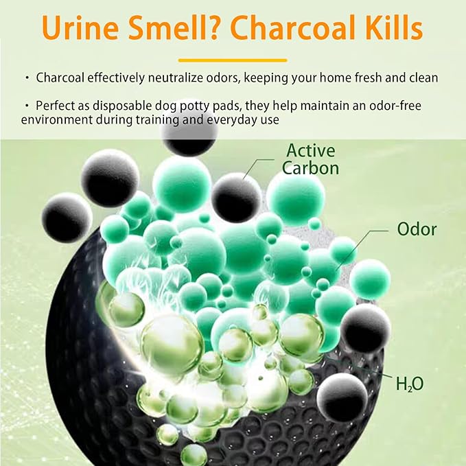 Dog and Puppy Pee Pads 100 Count, 23'' x 23'' Charcoal Dog Pee Pads, Leak-Proof Quick-Dry Strong Absorbency for Potty Training