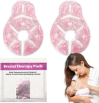 Breast Therapy Ice Packs, Hot and Cold Breast Pads, Breastfeeding Essentials Large Gel Bead Packs for Moms, 2 Pack (Pink, L)