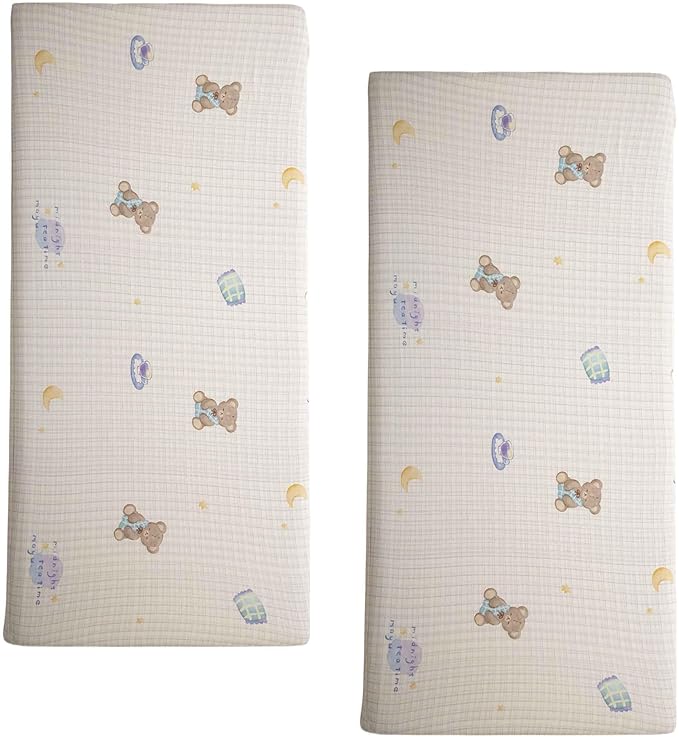SDY Jersey Crib Sheets for Baby Girls,52"x28"X8", Pink Kawaii Bear Standard Oval/Retangle Crib Mattress Sheets for Toddler,Super Soft Breathable