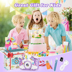 Kids Camera,HD Digital Video Camera with Protective Cover,Childrens Toys for 3 4 5 6 7 8 9 Year Old Boys/Girls,Selfie Camera for Kids,Christmas Birthday Gifts with 32GB SD Card (Unicorn Purple)