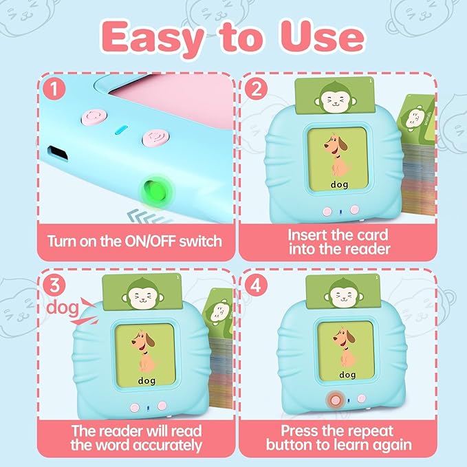 296 Sight Words Talking Flash Cards for Toddlers 1 2 3 4 5 6 Year Old, Pocket Speech, Sensory Speech Therapy Toys, Learning Toys for Montessori and Autism Children, Gifts for Boys (Blue)