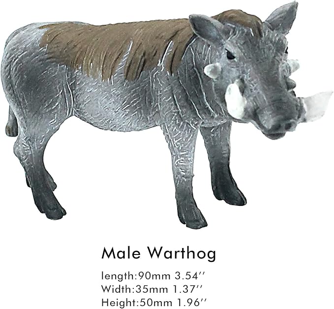 FUNSHOWCASE African Jungle Animals Toy Warthogs Figure Realistic Plastic Figurine Playset Lot 3-Piece