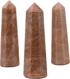 Amazing Gemstone Peach Moonstone Crystal Towers ~ Natural Healing Crystal Point Obelisk for Reiki Healing and Crystal Grid (3- Inch)