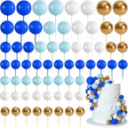 75 Pieces Cake Balls Topper Decorations Foam Cupcake Topper Mini Balloon Cake Topper Balls Cake Picks for Cake Deco Birthday Party Wedding（Dark Blue,Blue, Gold, White）