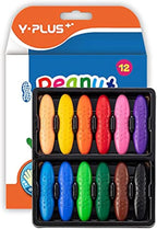 YPLUS Peanut Crayons for Kids, 12 Colors Washable Toddler Crayon, Non-Toxic Baby Crayon for ages 2-4, 1-3, 4-8, Coloring Art Supplies