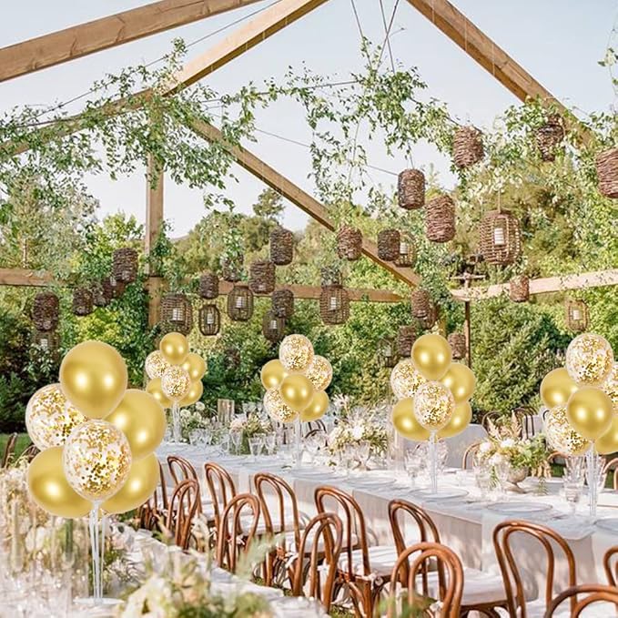 TONIFUL Inflatable Toys 6 Balloon Centerpieces with Gold Balloon Stand Kit for 2025 Graduation,Anniversary,Table Party Decorations,30th 40th 50th 60th 70th 80th Birthday Decorations New Years 2025