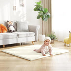 Baby Play Mat 48"x48" – Thick, Non-Slip Foam Mat for Babies and Toddlers. Foldable, Scrubbable, Odorless, and Soft, Ideal for Playpens, Crawling, and Indoor Playtime-Beige
